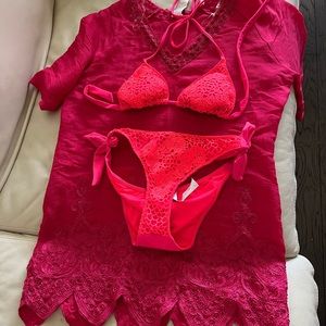 Calazedonia pink bikini and matching coverup size small
